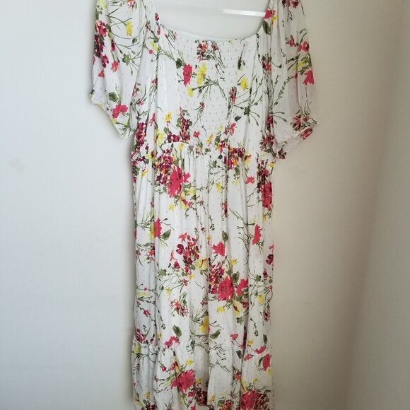 Women's Floral Fairy Boho Cottagecore Peasant Tiered Midi Dress Plus Curvy Sz16 - Picture 5 of 16